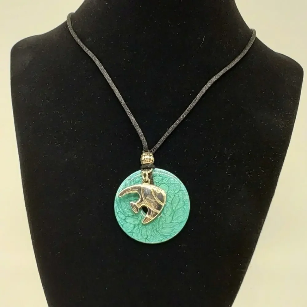 Fish in Aqua Waters Charm Pendent Necklace